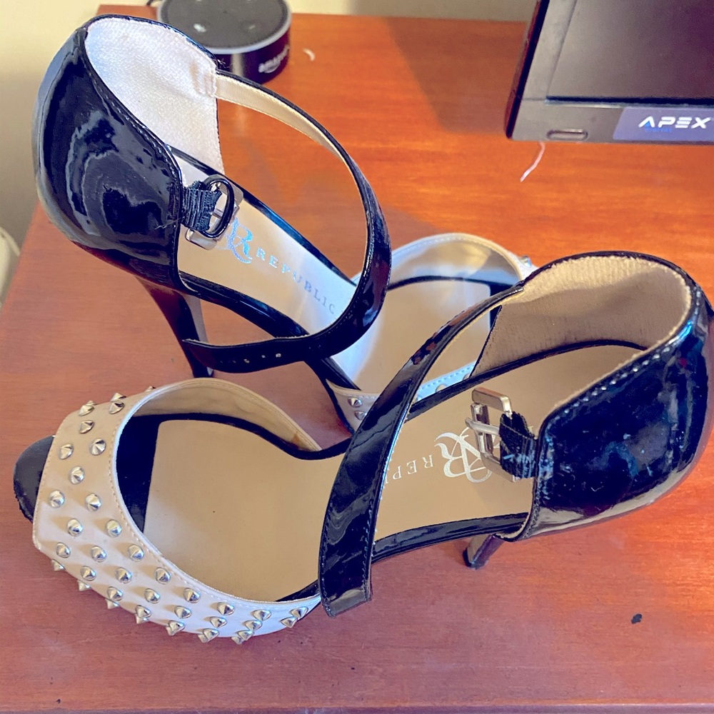 Black and Tan studded heels